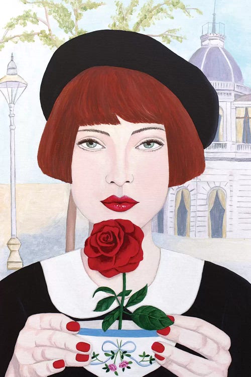 French Woman With Rose