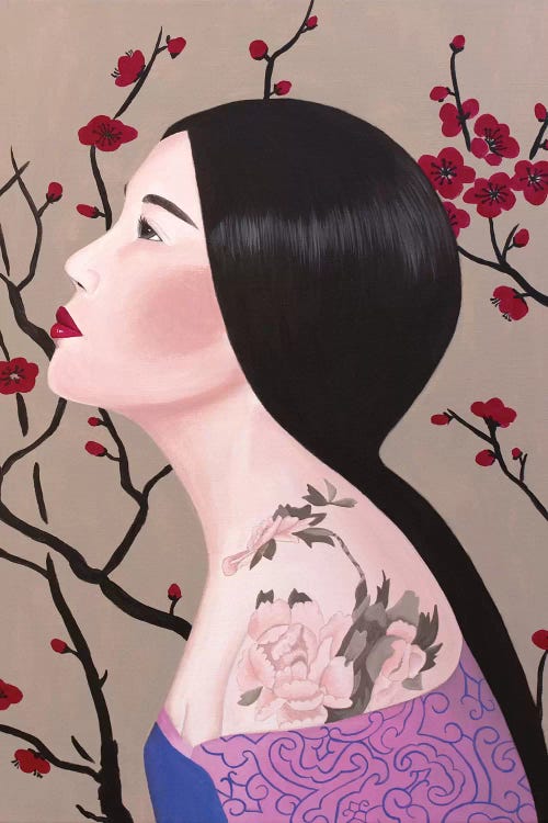 Chinese Woman With Tattoo by Sally B wall art