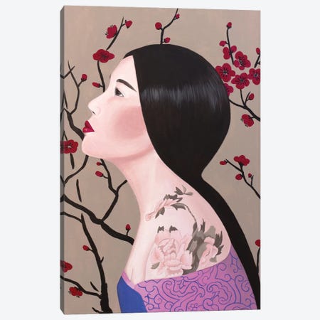 Chinese Woman With Tattoo Canvas Print #SLY67} by Sally B Art Print