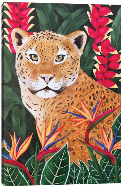 Leopard In Jungle Canvas Art Print - Sally B