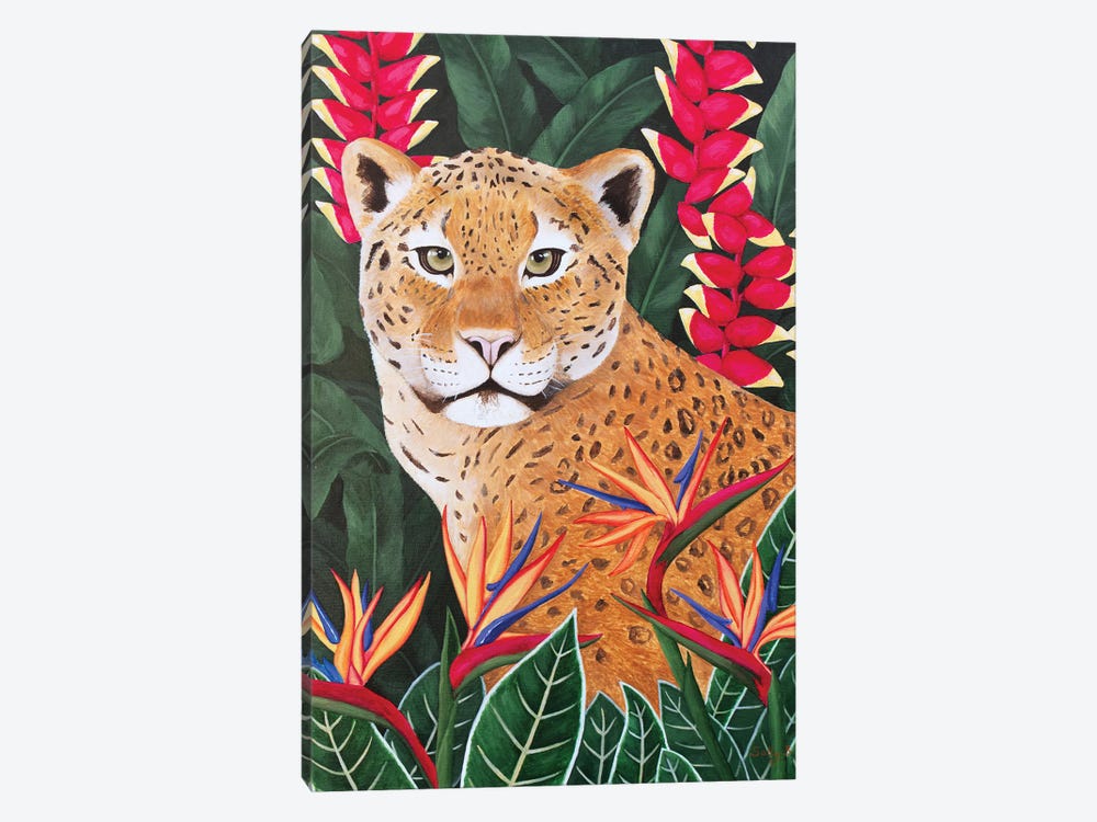 Leopard In Jungle by Sally B 1-piece Canvas Art Print