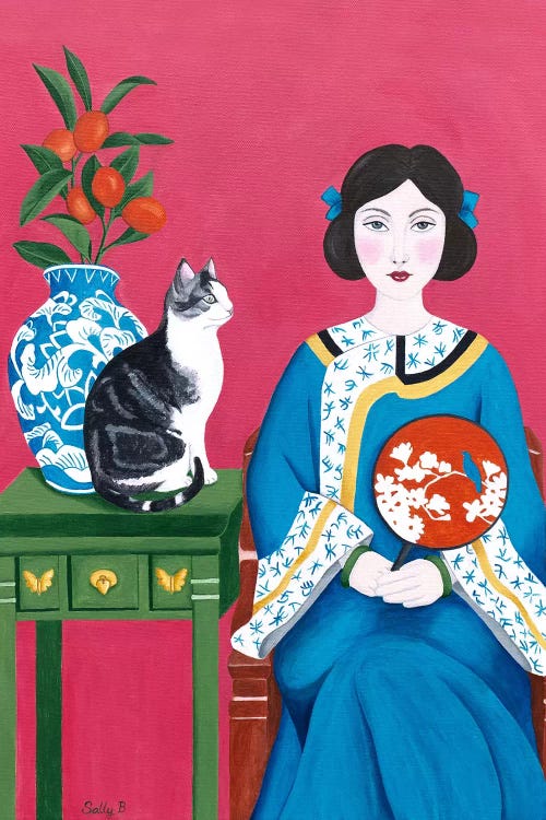 Chinese Woman And Cat