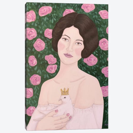 Woman With King Dove Canvas Print #SLY76} by Sally B Canvas Art