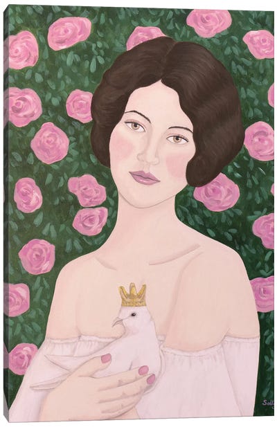 Woman With King Dove Canvas Art Print - Sally B