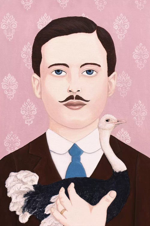 Man With Ostrich by Sally B wall art