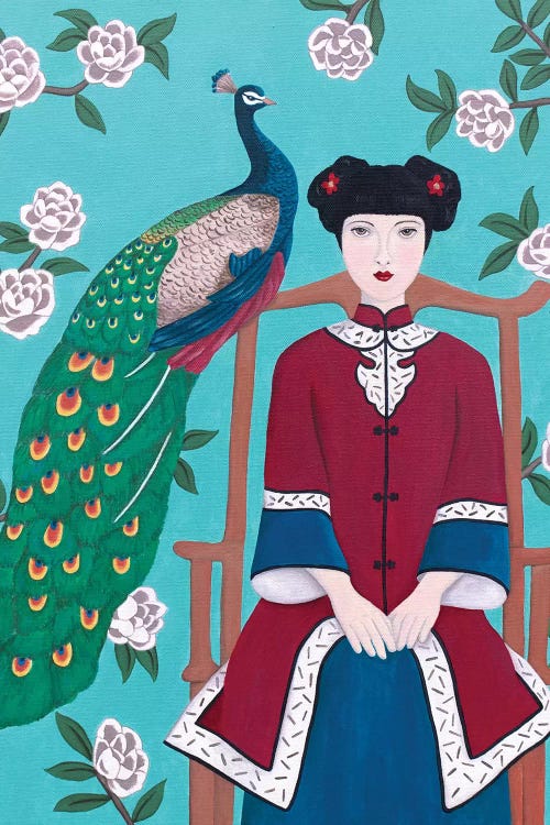 Chinese Woman And Peacock