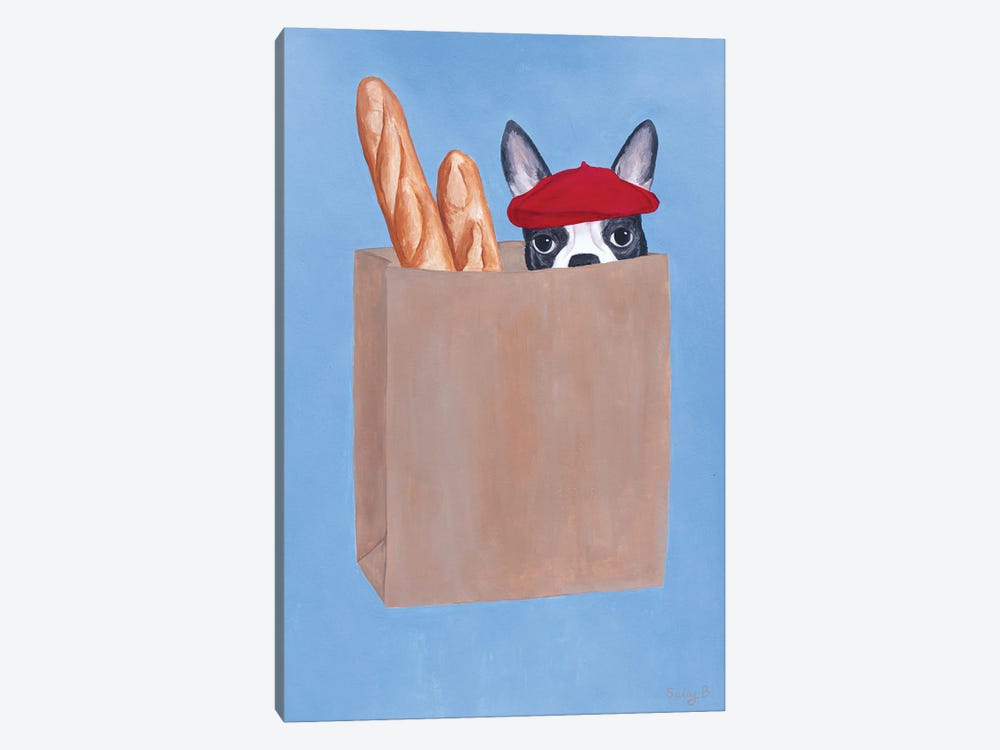 French Bulldog In Paper Bag by Sally B 1-piece Art Print