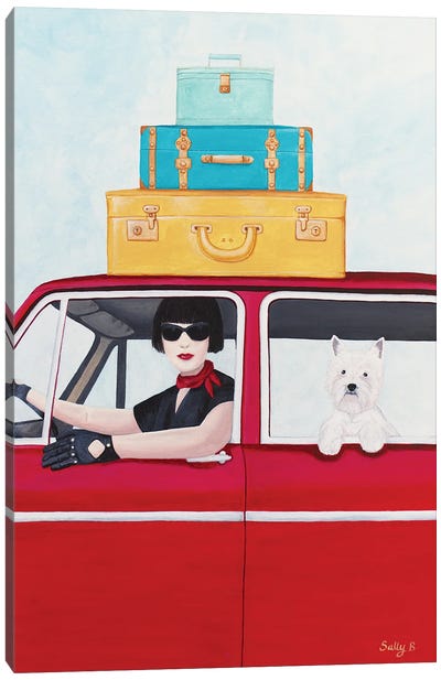 Holiday With Westie Canvas Art Print - Sally B