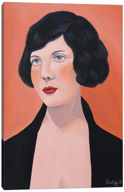 Woman In Black Jacket Canvas Art Print - Sally B