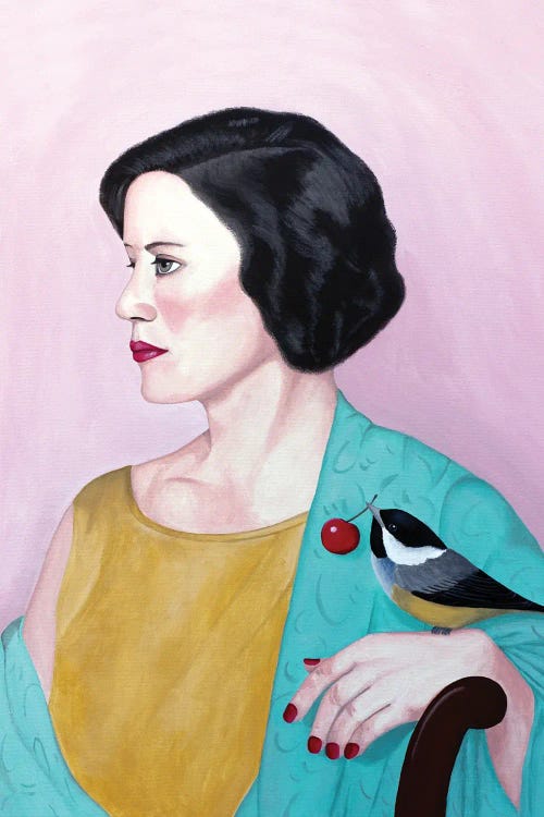 Woman With Shawl And Bird