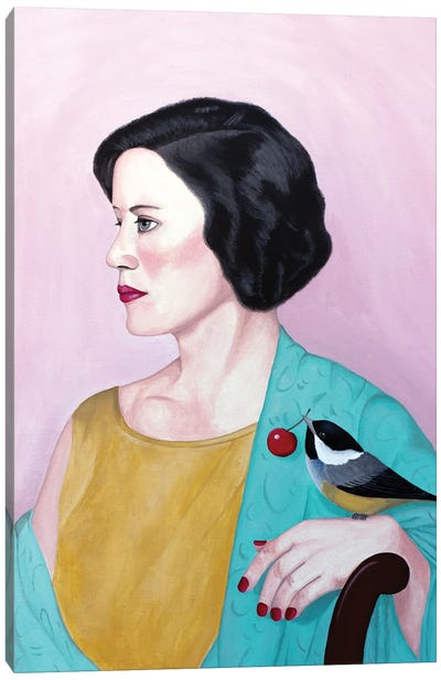 Woman With Shawl And Bird Canvas Art Print - Sally B