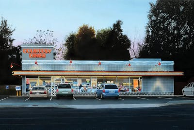 Courtesy Diner Print by John Salozzo framed canvas print