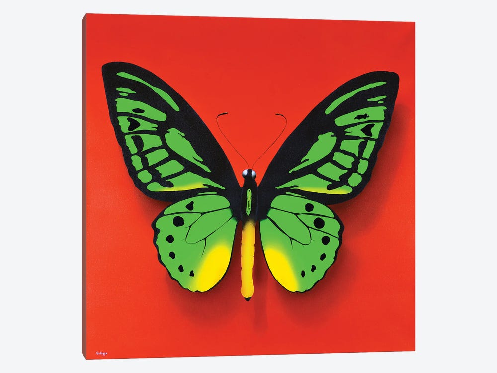 Green Butterfly by John Salozzo 1-piece Canvas Wall Art