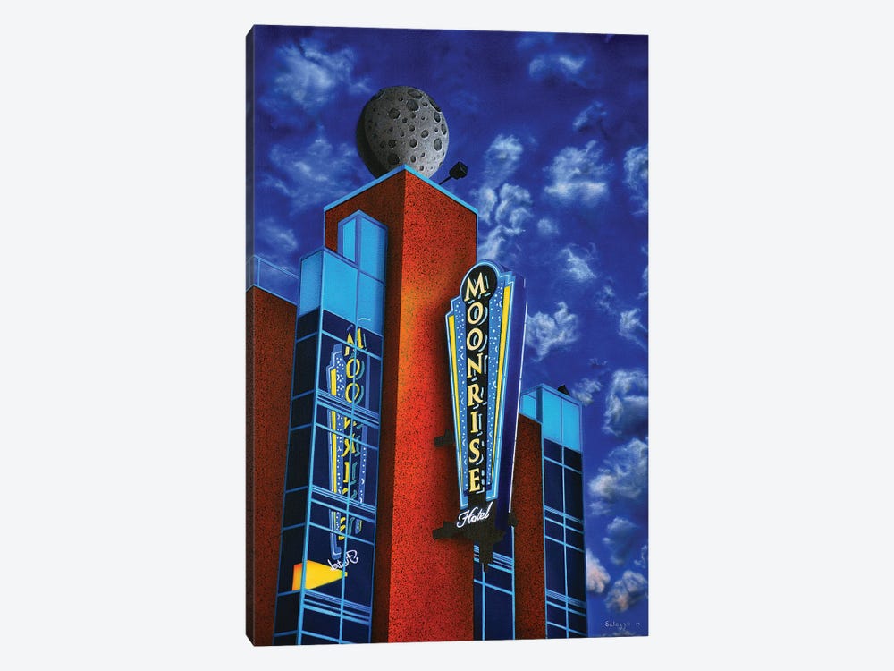 Moonrise Hotel by John Salozzo 1-piece Canvas Artwork