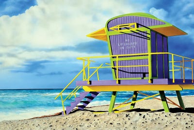 Sobe Life Guard Shack II by John Salozzo framed canvas print