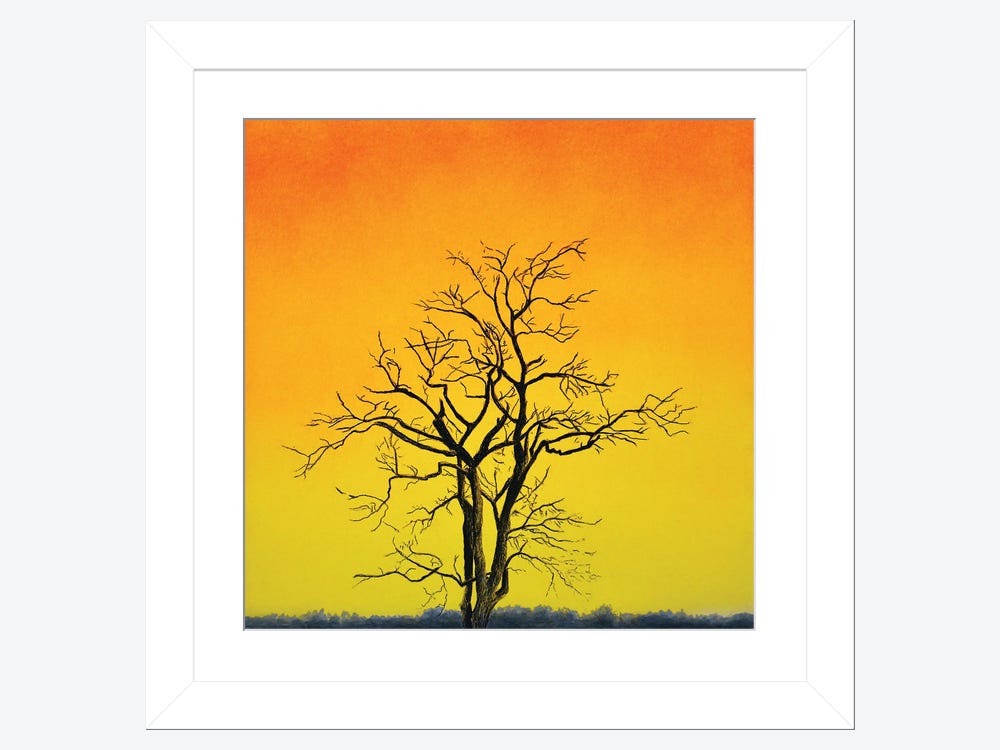 Orange and Yellow Trees By The Riverside 40 in x 30 in Framed Painting  Canvas Art Print, by Designart