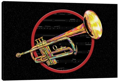 Jazzy Horn Canvas Art Print - Trumpet Art