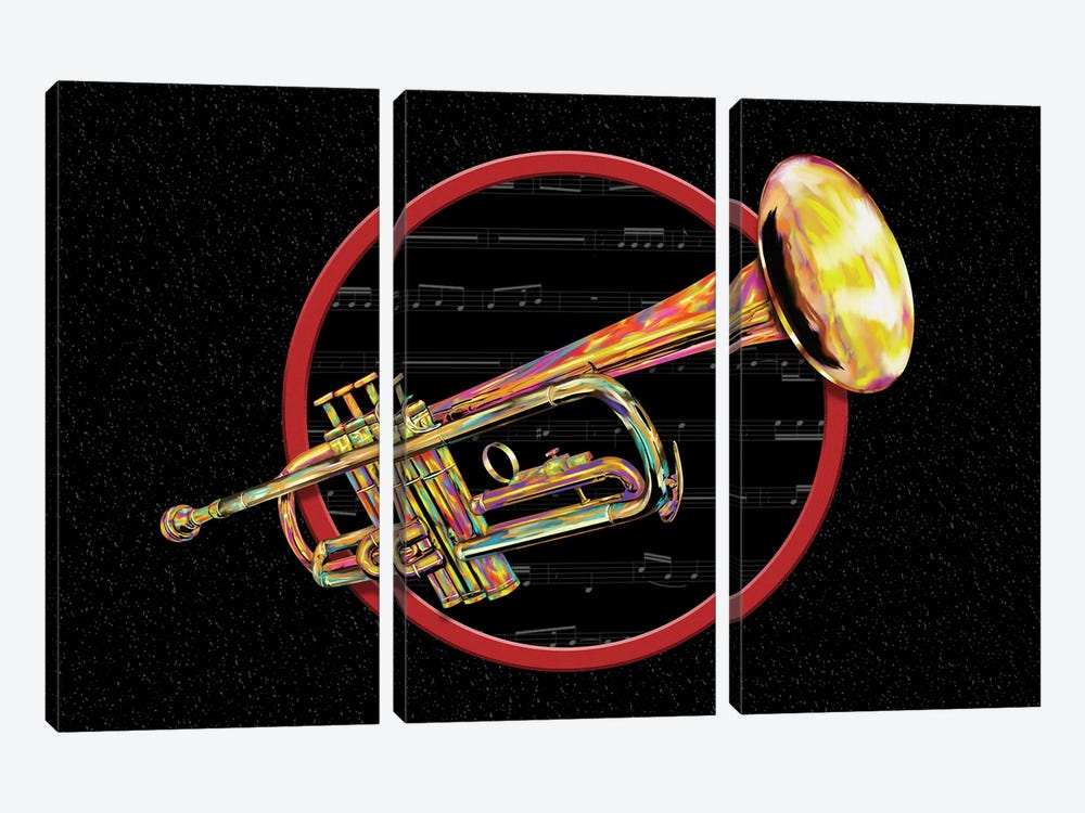 Jazzy Horn by John Salozzo 3-piece Canvas Art Print