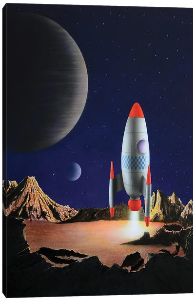 Blast Off Canvas Art Print - Space Shuttle Art
