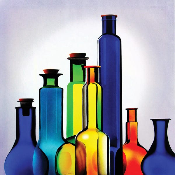 Hyperrealism Paintings: Abstract Colored Bottles by John Salozzo