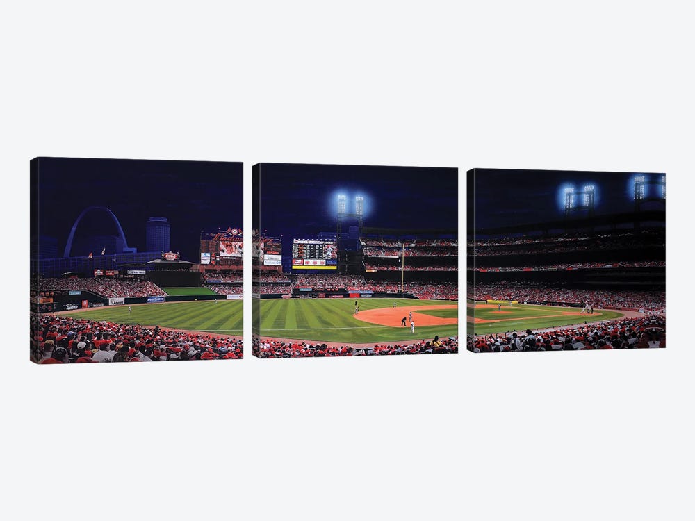 Busch Night Time Baseball by John Salozzo 3-piece Canvas Print