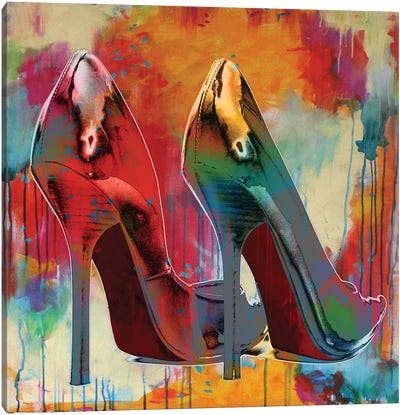 Bubu Heels on Fashion Book Stack and LV Bag Canvas Print Wall Art by Pomaikai Barron