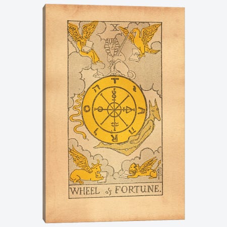 Wheel Of Fortune Tarot Canvas Print #SMD110} by Tea Stained Madness Canvas Wall Art