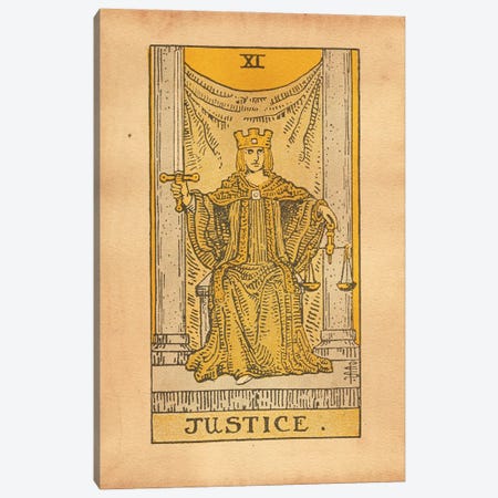 Justice Tarot Canvas Print #SMD52} by Tea Stained Madness Art Print
