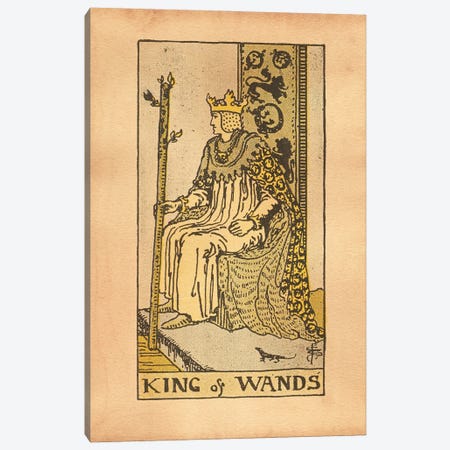 King Of Wands Tarot Canvas Print #SMD53} by Tea Stained Madness Canvas Print