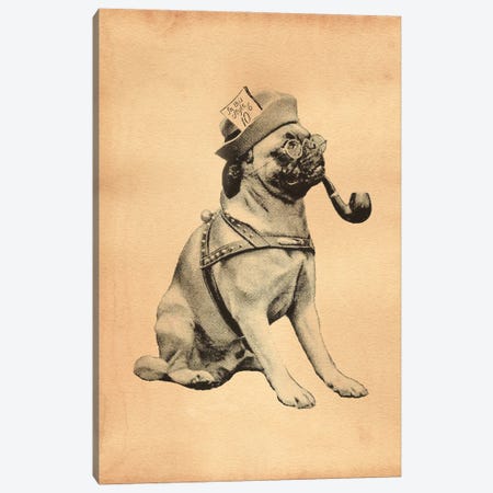 Pug Mad Hatter Canvas Print #SMD76} by Tea Stained Madness Canvas Wall Art