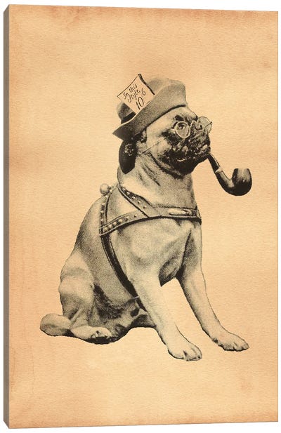 Pug Mad Hatter Canvas Art Print - Tea Stained Madness