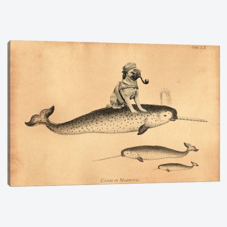 Pug Narwhal Canvas Print #SMD78} by Tea Stained Madness Art Print