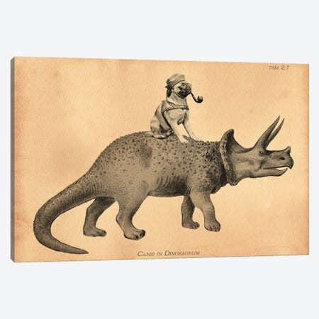 Pug Triceratops Canvas Print #SMD81} by Tea Stained Madness Canvas Artwork