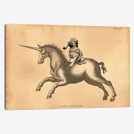 Pug Unicorn Canvas Print #SMD82} by Tea Stained Madness Canvas Art