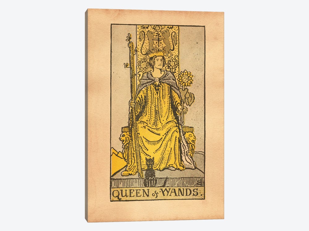 Queen Of Wands Tarot by Tea Stained Madness 1-piece Canvas Wall Art