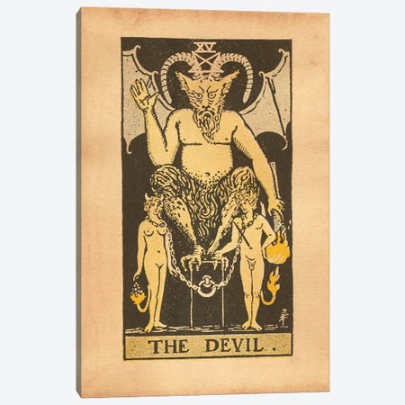 The Devil Tarot Canvas Print #SMD94} by Tea Stained Madness Canvas Wall Art