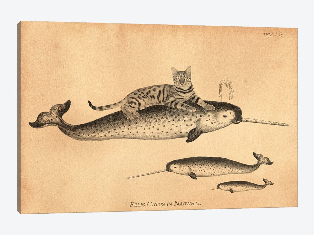 Bengal Cat Narwhal by Tea Stained Madness 1-piece Art Print