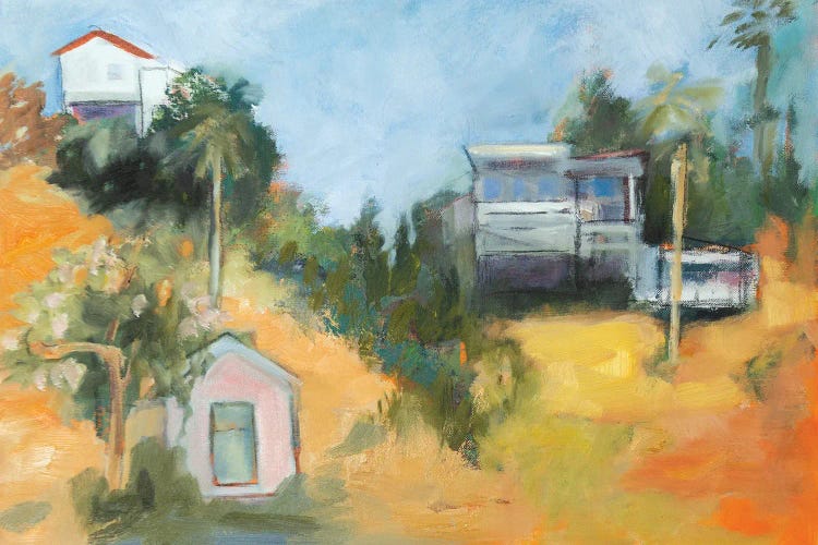 Pink House Amid Palms by Susanne Marie wall art