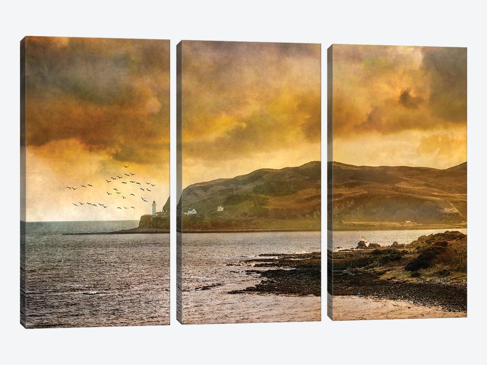 Davaar Island Lighthouse And Wreck, Kintyre by Sarah Morton 3-piece Canvas Art Print