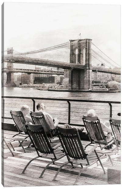 Brooklyn Bridge Sun Bathers Canvas Art Print - Brooklyn Bridge