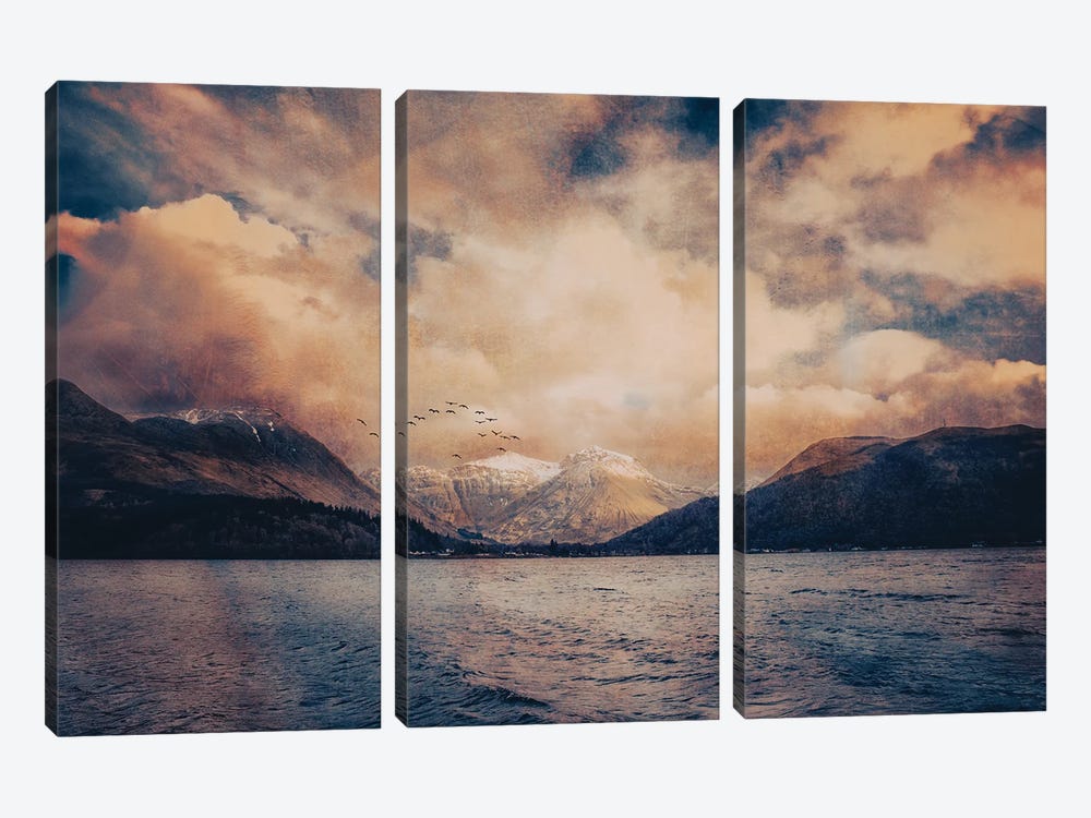 Across The Loch To Glen Coe by Sarah Morton 3-piece Art Print