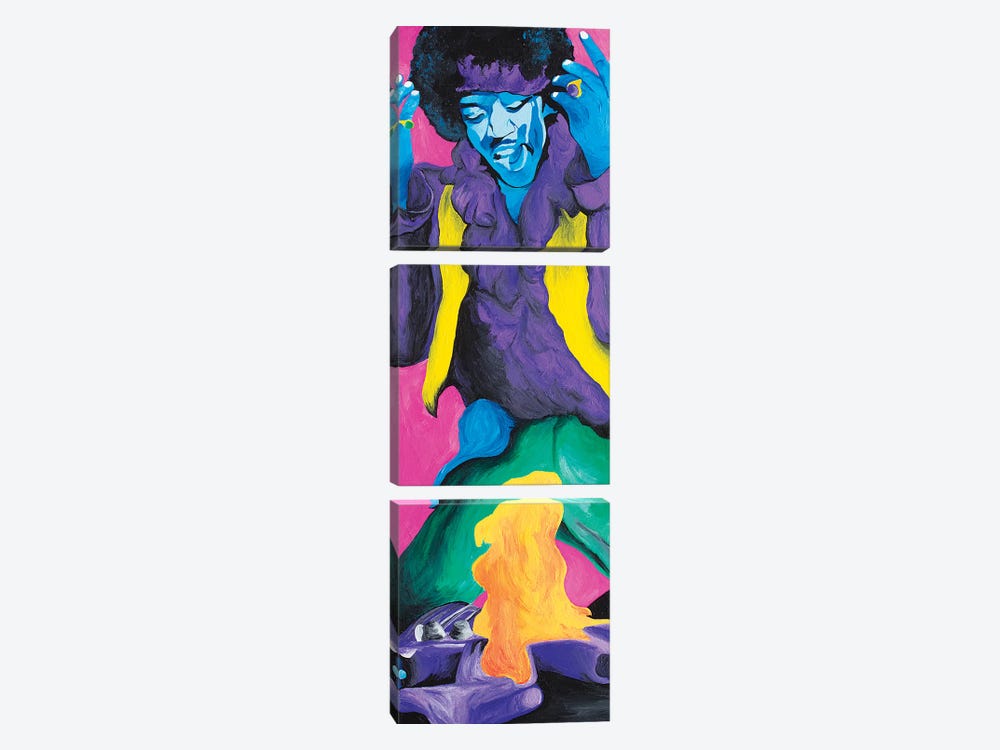 Jimi Hendrix Fire by Sammy Gorin 3-piece Canvas Artwork