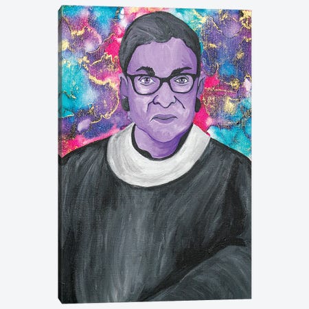 Ruth Bader Ginsburg Acrylic And Alcohol Ink Portrait Canvas Print #SMG39} by Sammy Gorin Canvas Artwork