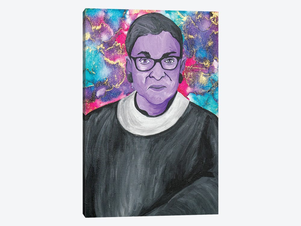 Ruth Bader Ginsburg Acrylic And Alcohol Ink Portrait by Sammy Gorin 1-piece Canvas Artwork
