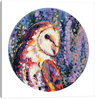 Amorous Barn Owl Canvas Art Print - Finger Painting Art