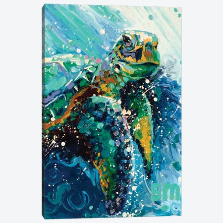 Turtle Tide Canvas Print #SMJ23} by Simone Majetich Canvas Artwork