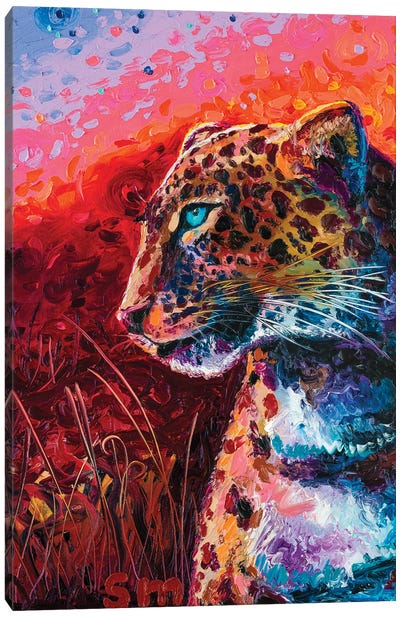 Crimson Savanna Canvas Art Print - Leopard Art