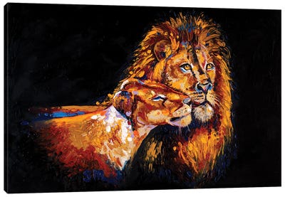 Love And Prowess Canvas Art Print - Lion Art