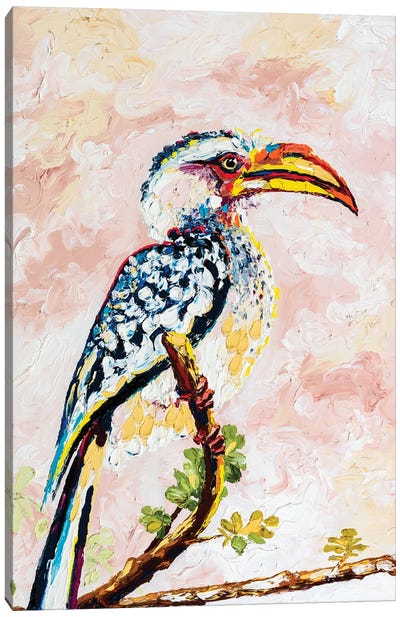 African Yellow-Billed Hornbill Canvas Art Print - Finger Painting Art