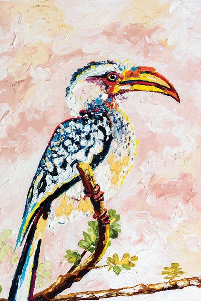 African Yellow-Billed Hornbill Can Canvas Wall Art Simone Majetich